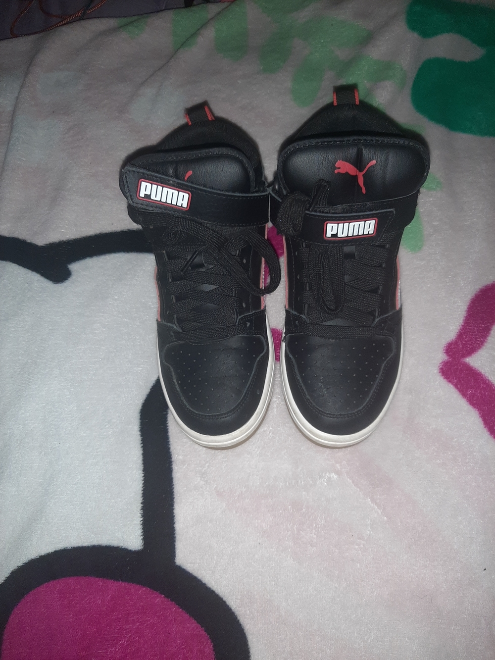Puma Kids Black and Red High-Top Sneakers
